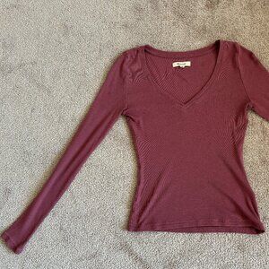 Maroon XS Madewell deep V top